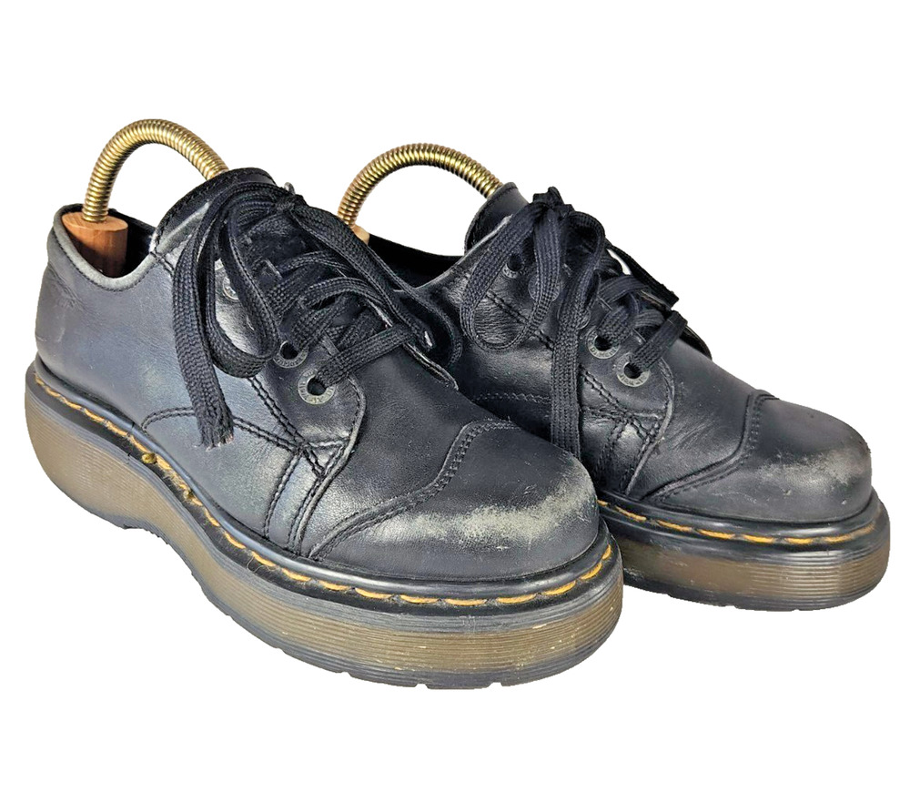 Dr. Martens 8651 Made in England Black Leather Platform Oxfords Sz UK 5 US 7